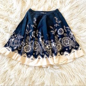 A line sequin floral skirt